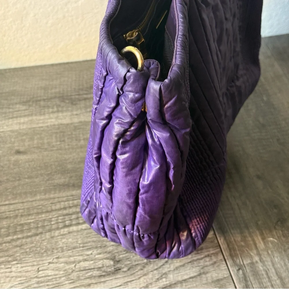 Prada Purple Nylon Leather Two-Way Bag - Picture 3 of 16
